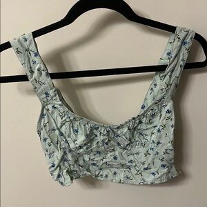 Motel Green Floral Crop Tank